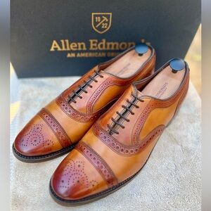 Allen Edmonds Strand Men’s Tab Leather Cap Toe Oxfords w/ Patinas Sz 9.5D  🇺🇸